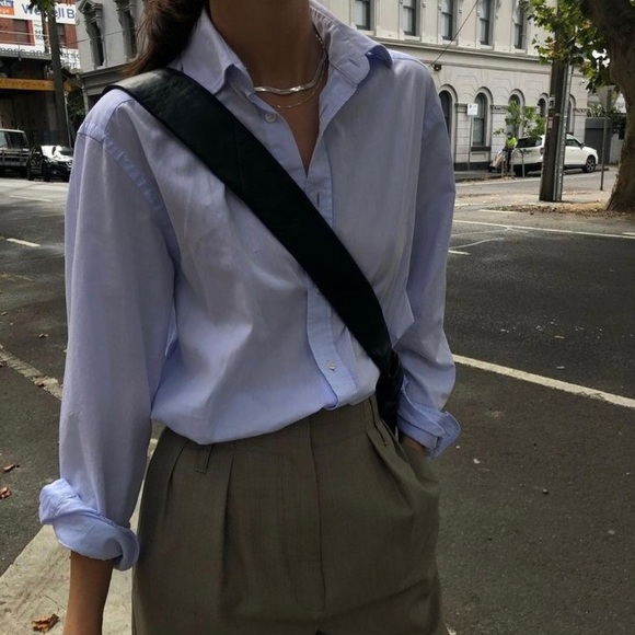 California Ivy Blue Collared Long Sleeve Button Down Blouse - Picture 3 of 7